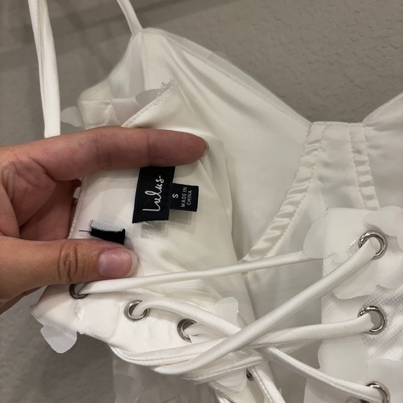 Size S - NWOT Lulus‎ Time to Fly White Butterfly Lace-Up Midi Dress - Picture 6 of 10